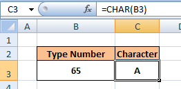 Char Function in Excel